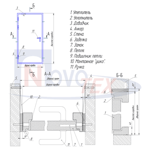 Чертеж двери ДМУ-1 (торцевая)