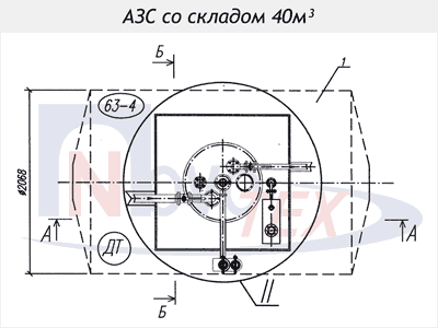 Чертеж АЗС со складом 40м3