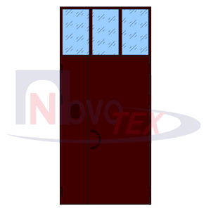 ДПМФО-2, глухая двупольная дверь с остеклённой фрамугой