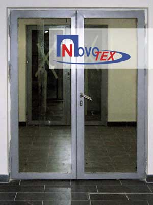 Светопрозрачная противопожарная двупольная дверь ПСБ-2