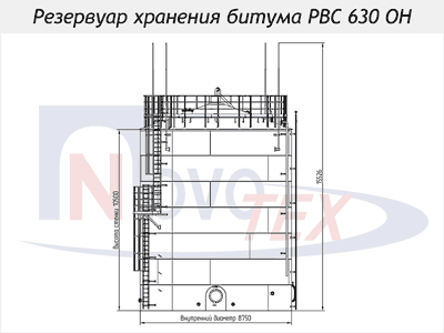 Чертеж резервуара хранения битума РВС 630 одностенного наземного