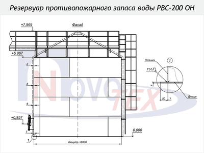 Чертеж резервуара противопожарного запаса воды РВС-200 одностенного наземного