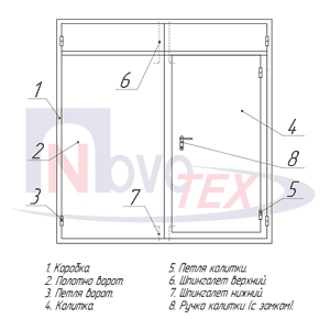 Чертеж ВПР, ворота противопожарные распашные с калиткой