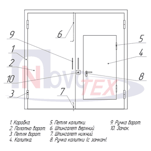 Чертеж ВПР, ворота противопожарные распашные с калиткой
