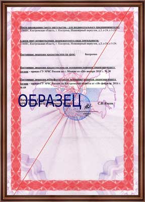 Пожарная лицензия МЧС России оборот