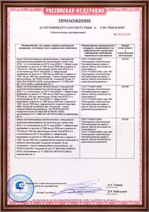 Приложение к сертификату на двери дымогазонепроницаемые (EIS 60)